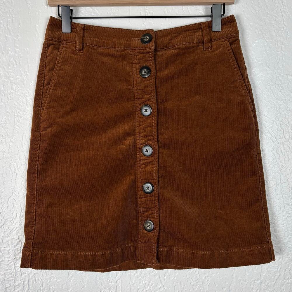 CAbi #3755 University Corduroy Button Front Skirt Brown Size 4